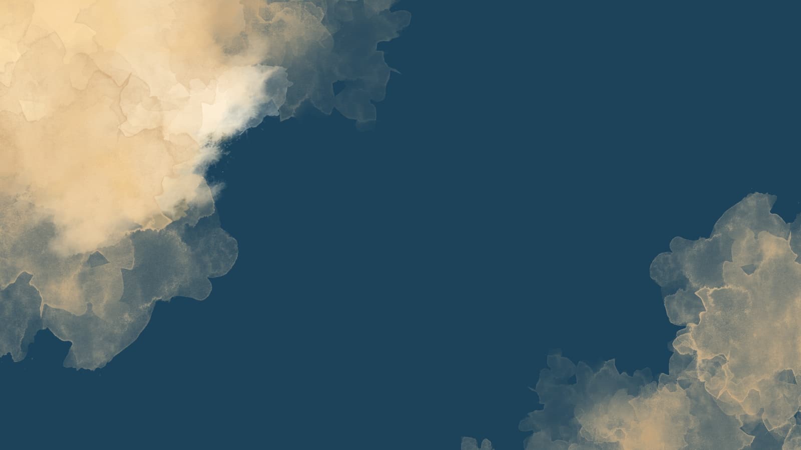 Soft watercolor-style clouds in cream and gold against a deep navy sky.